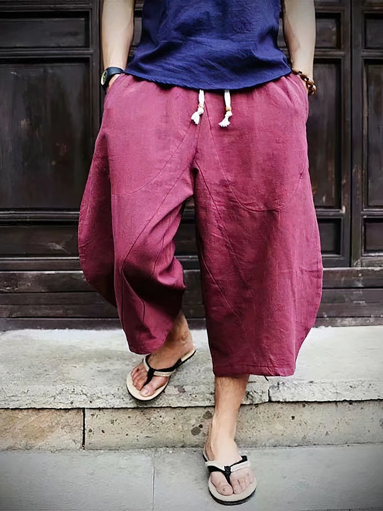 Keaton | Men’s Wide Leg Trousers in a Relaxed Cropped Shape