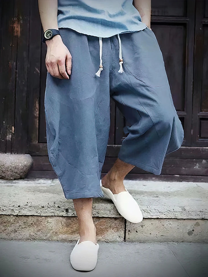 Keaton | Men’s Wide Leg Trousers in a Relaxed Cropped Shape