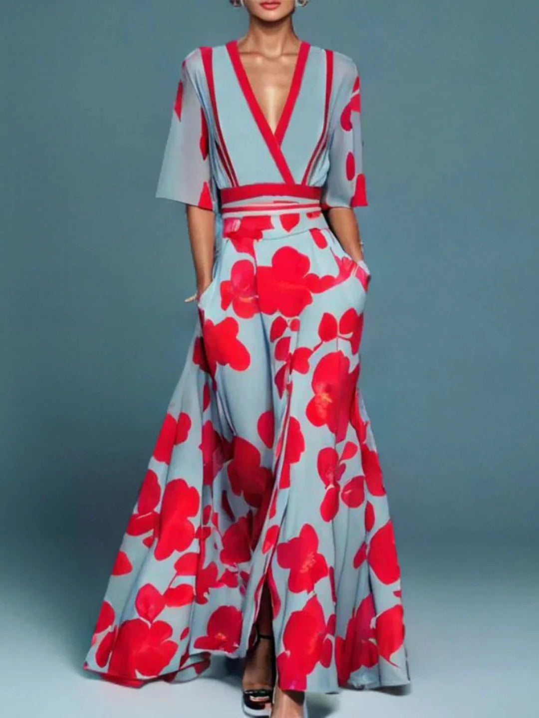 Rhiannon | Women’s Maxi Dress featuring a Striking V-Neck Cut