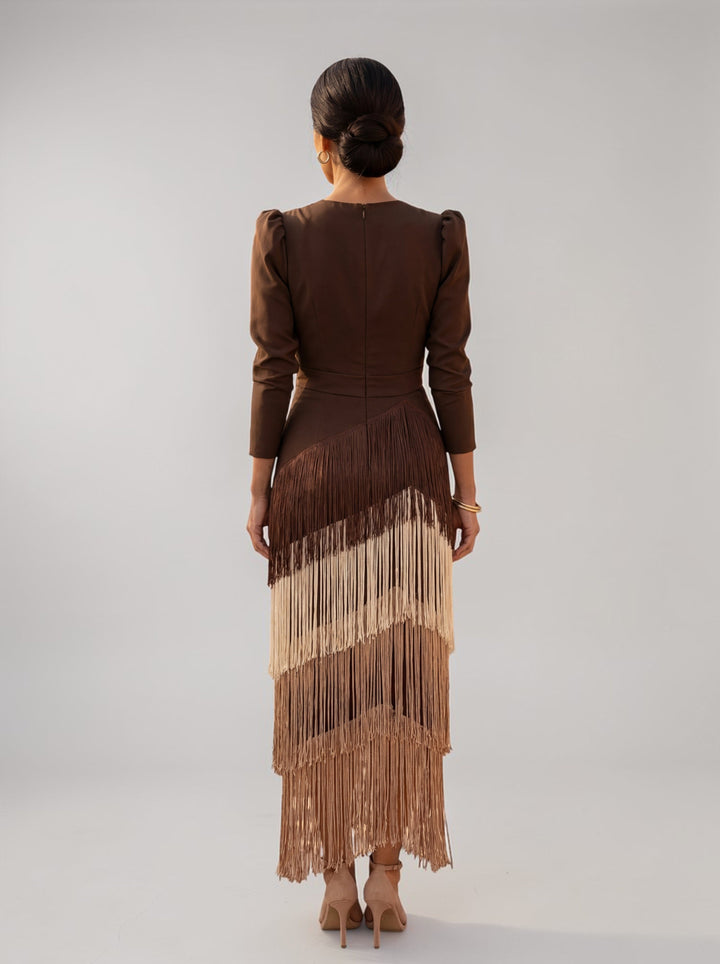 Mariselle | Women’s Fringe Midi Dress for Formal Occasion Look