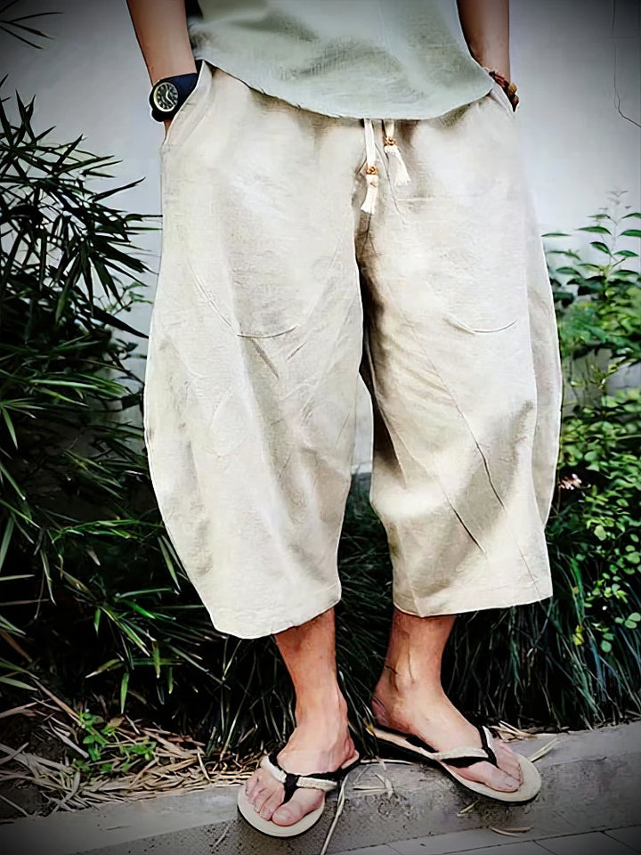 Keaton | Men’s Wide Leg Trousers in a Relaxed Cropped Shape