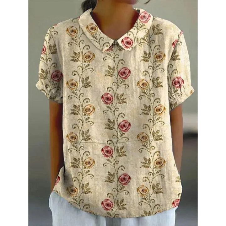 Lioren | Women’s Short Sleeve Blouse featuring floral print