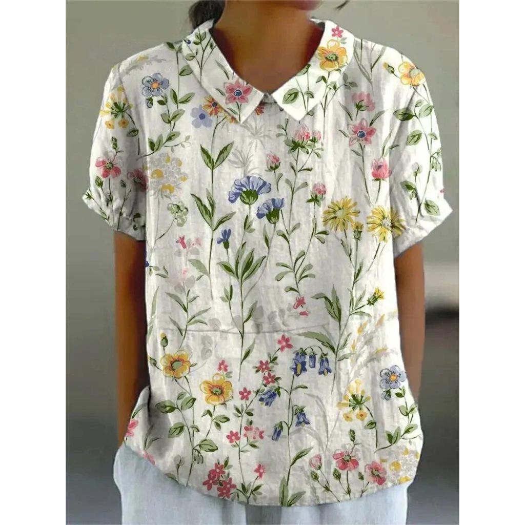 Lioren | Women’s Short Sleeve Blouse featuring floral print