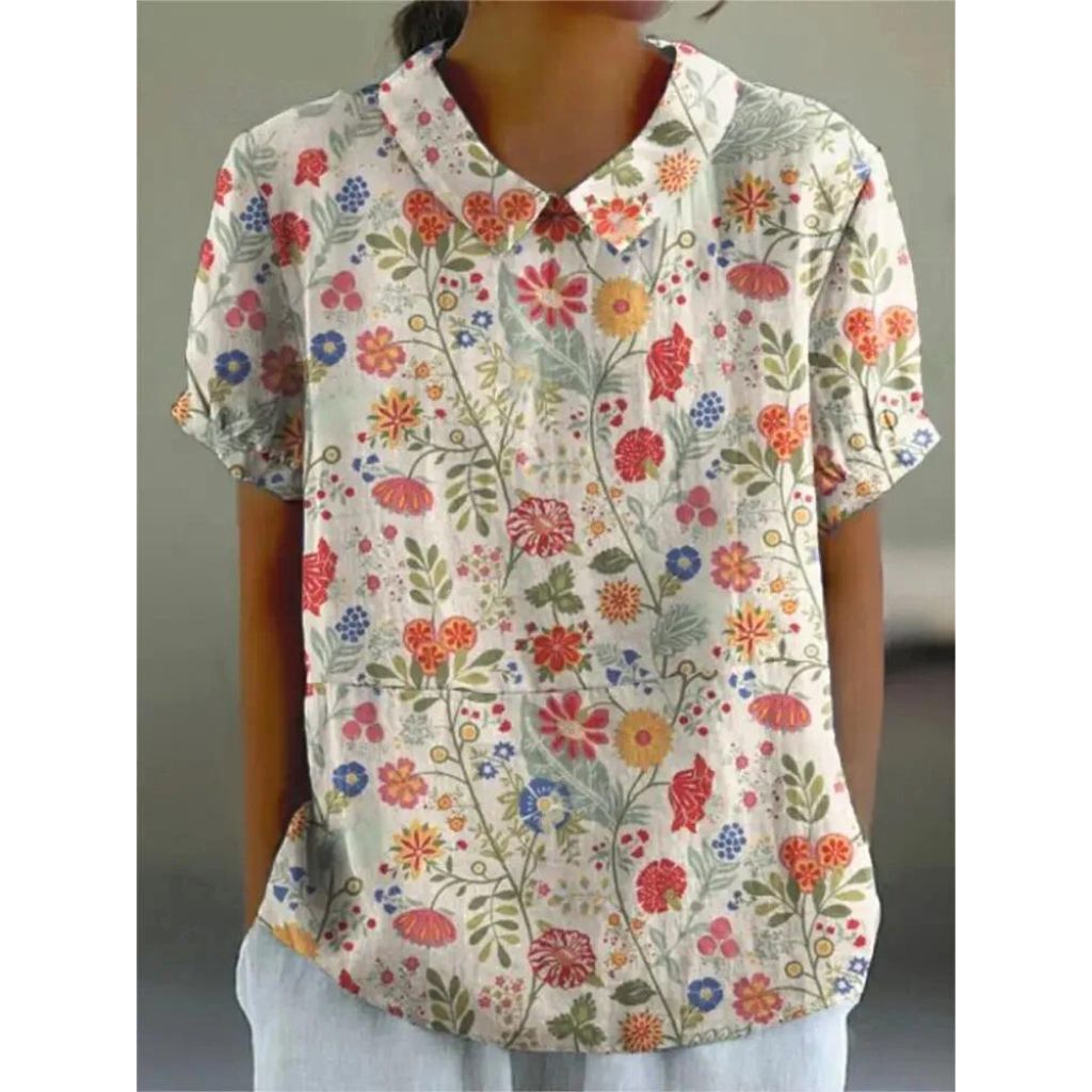 Lioren | Women’s Short Sleeve Blouse featuring floral print