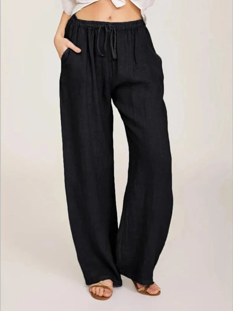 Alazne | Women’s Wide-Leg Trousers with an Adjustable Waist