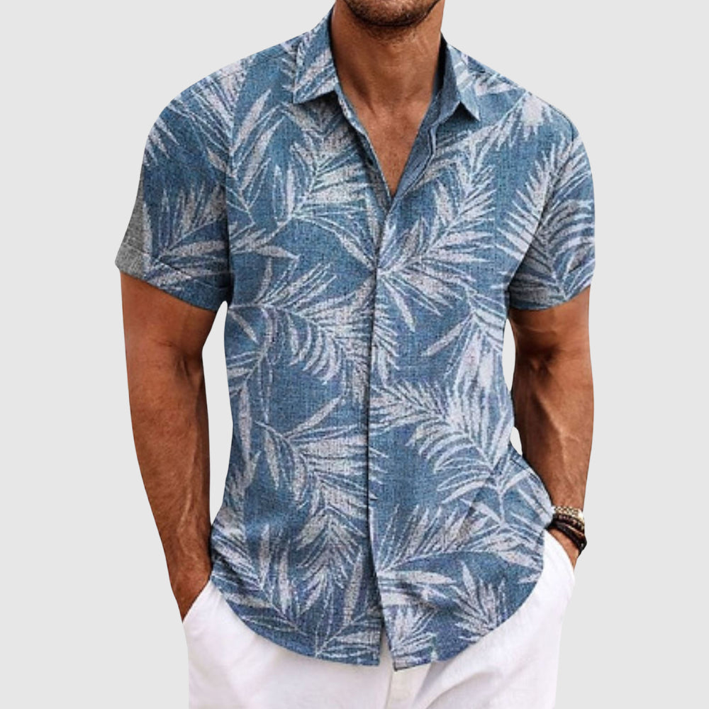 Zane | Men’s Leaf Print Shirt for Holiday Wardrobe