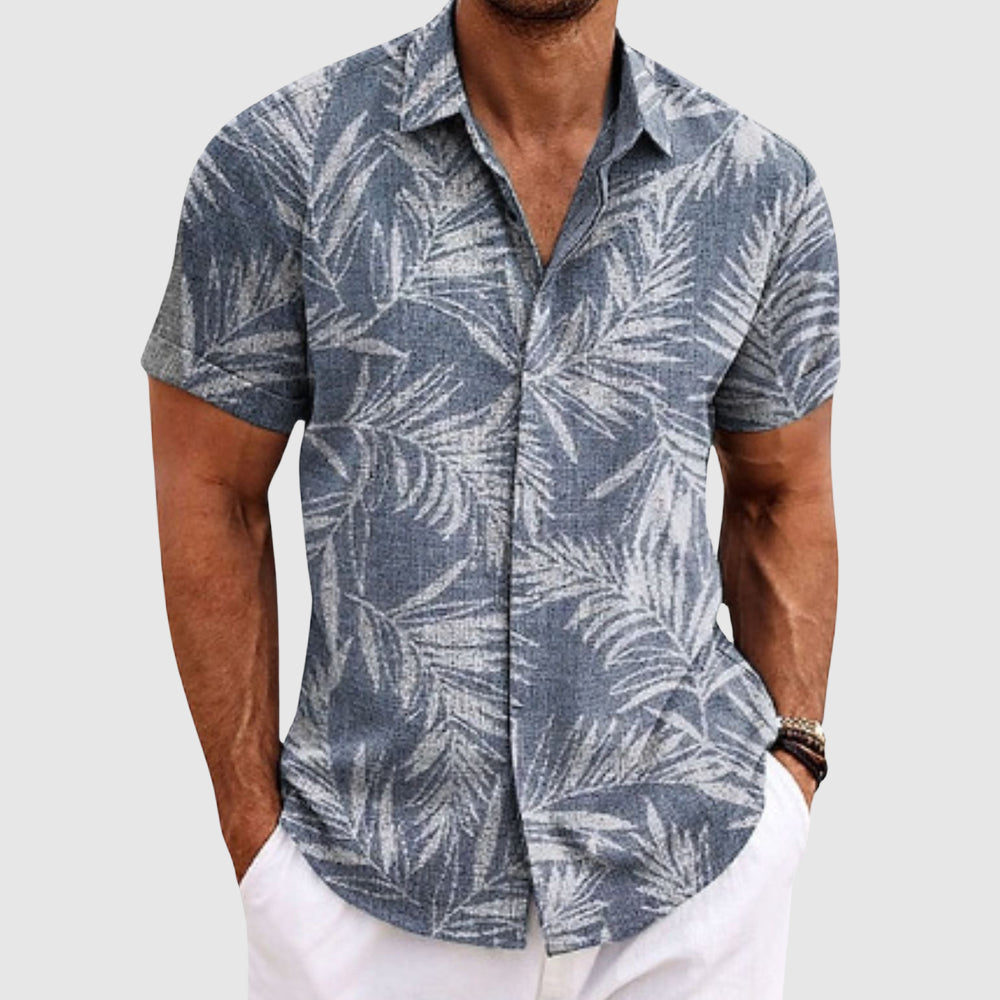 Zane | Men’s Leaf Print Shirt for Holiday Wardrobe