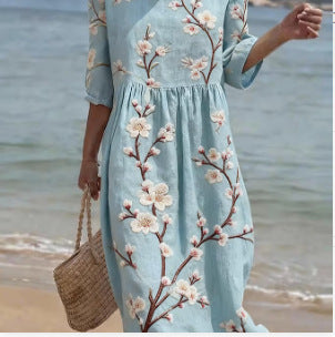 Elvara | Women’s Checked Midi Dress with tiered design and soft-fall design