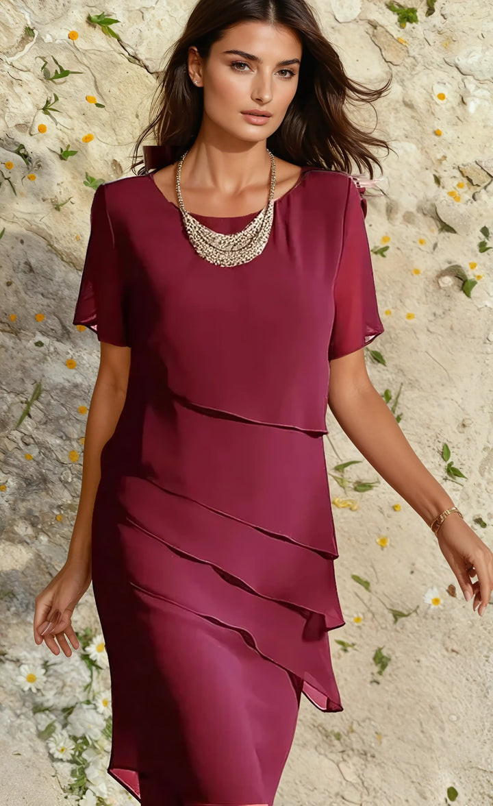 Selira | Women’s Elegant Dress with Layered Chiffon Detail