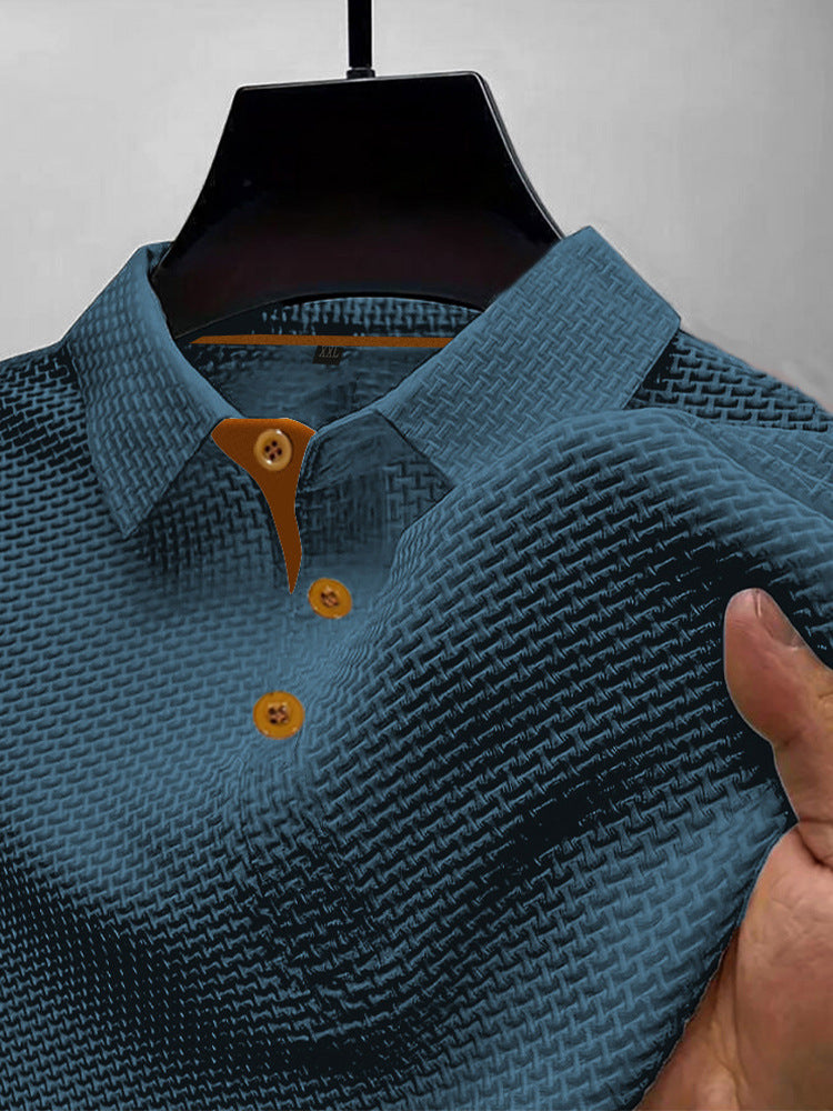 Kaelric | Men’s Textured Polo Shirt with buttoned placket