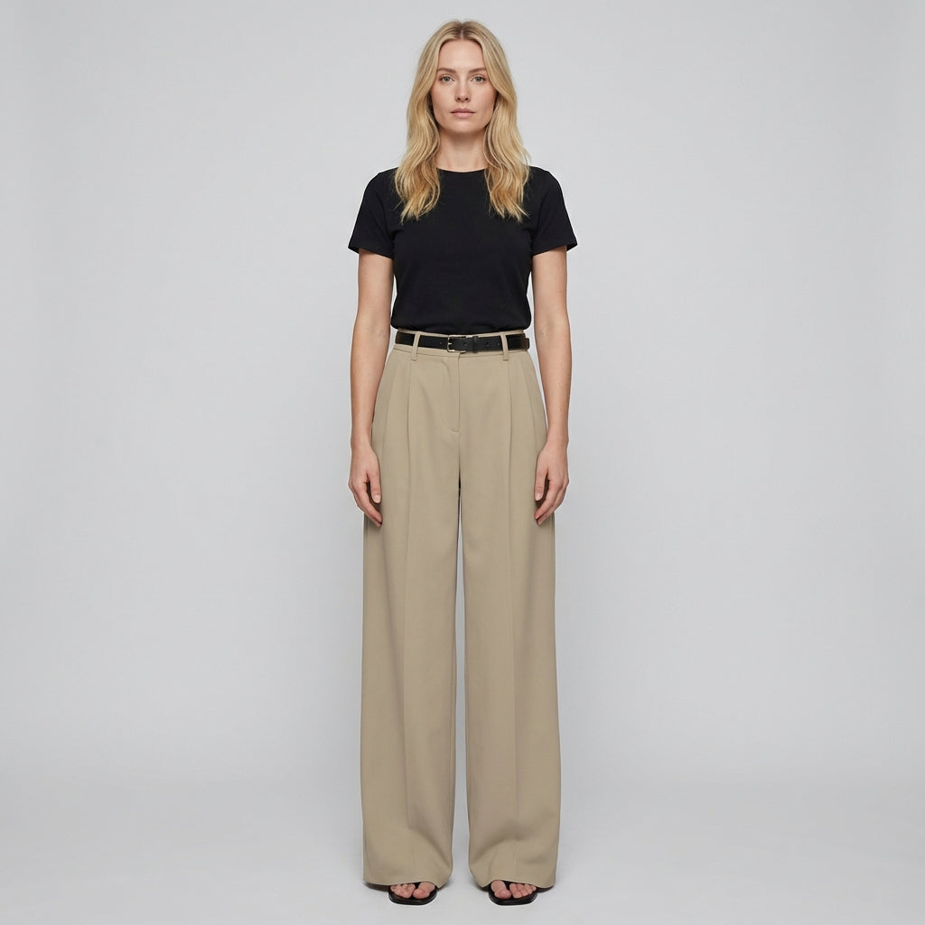 Camille | Women's High Waisted Wide Leg Trousers