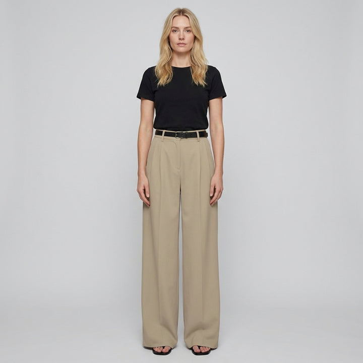 Camille | Women's High Waisted Wide Leg Trousers