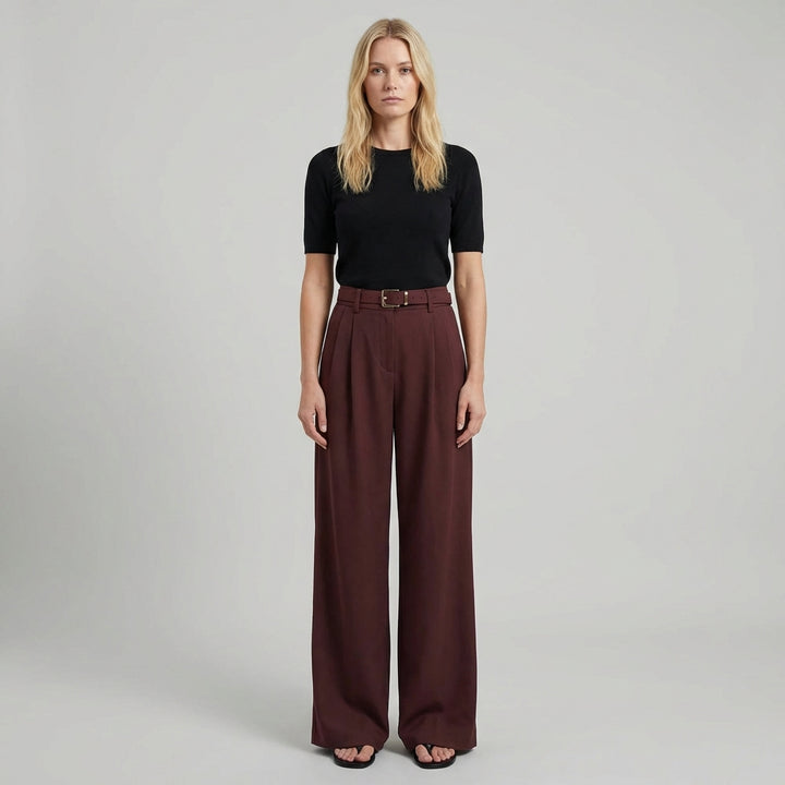 Camille | Women's High Waisted Wide Leg Trousers