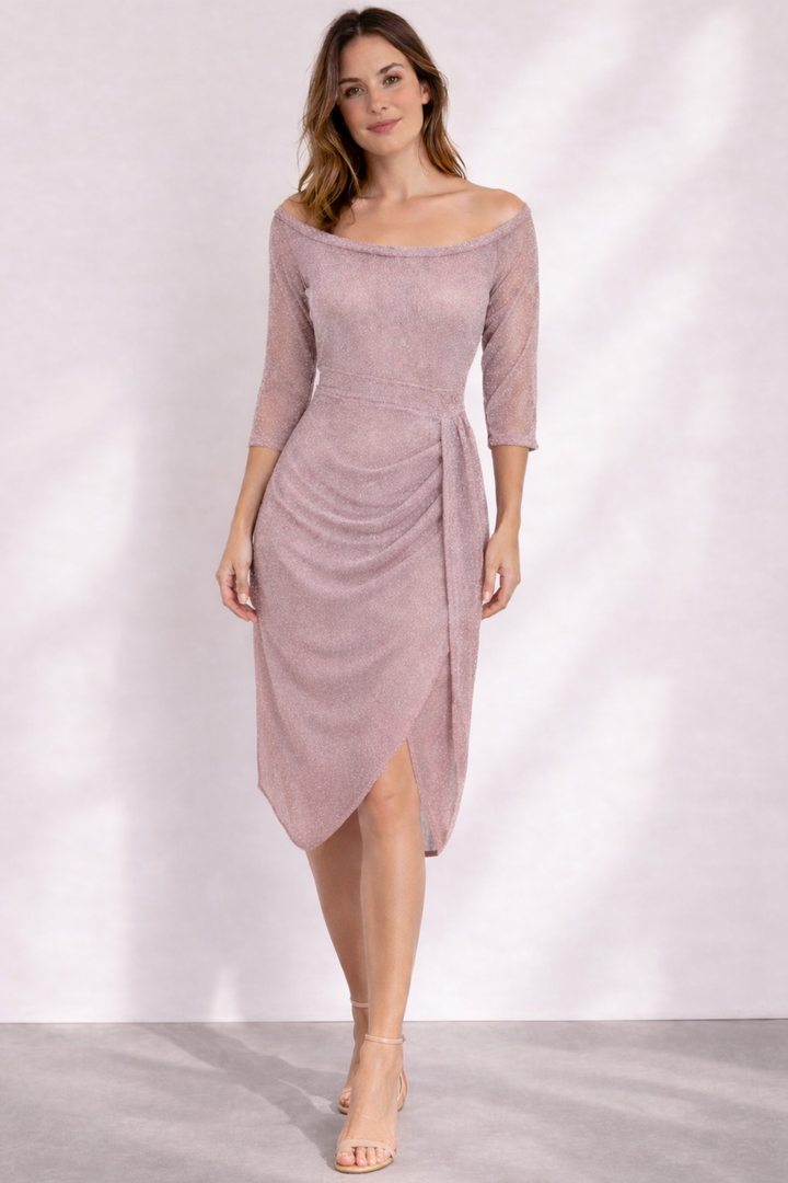 Elara | Women’s Off-Shoulder Midi Dress featuring wrap detail