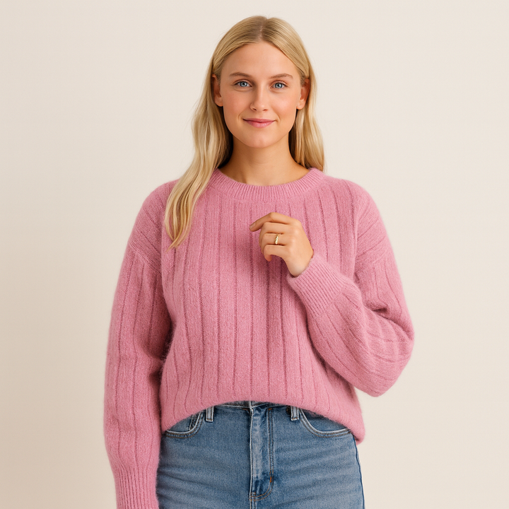Elvyn | Women’s Ribbed Jumper with Classic Neckline