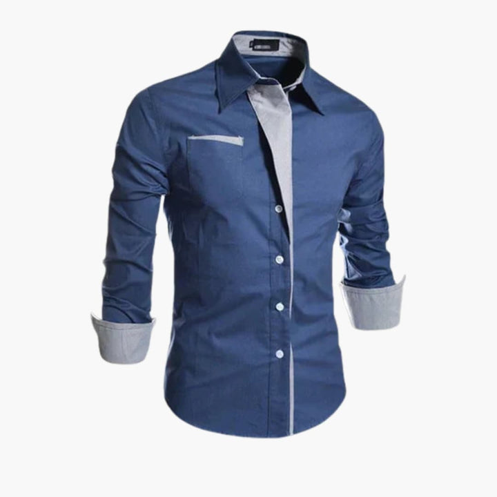 Zentharo | Men’s Button-Up Shirt featuring Contrast Trim