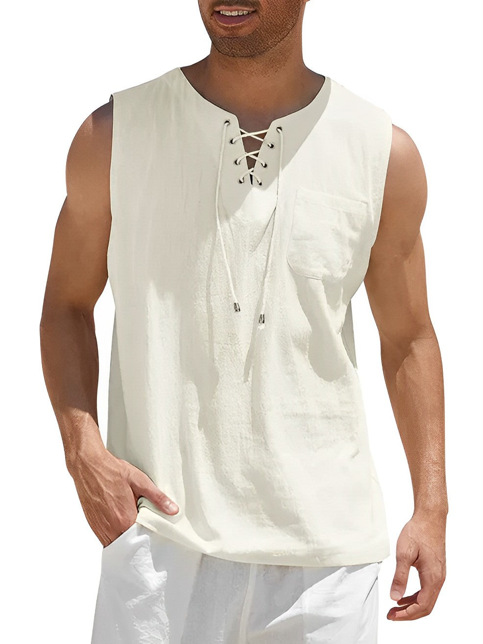 Zenviro | Men’s Sleeveless Top featuring lace-up neckline