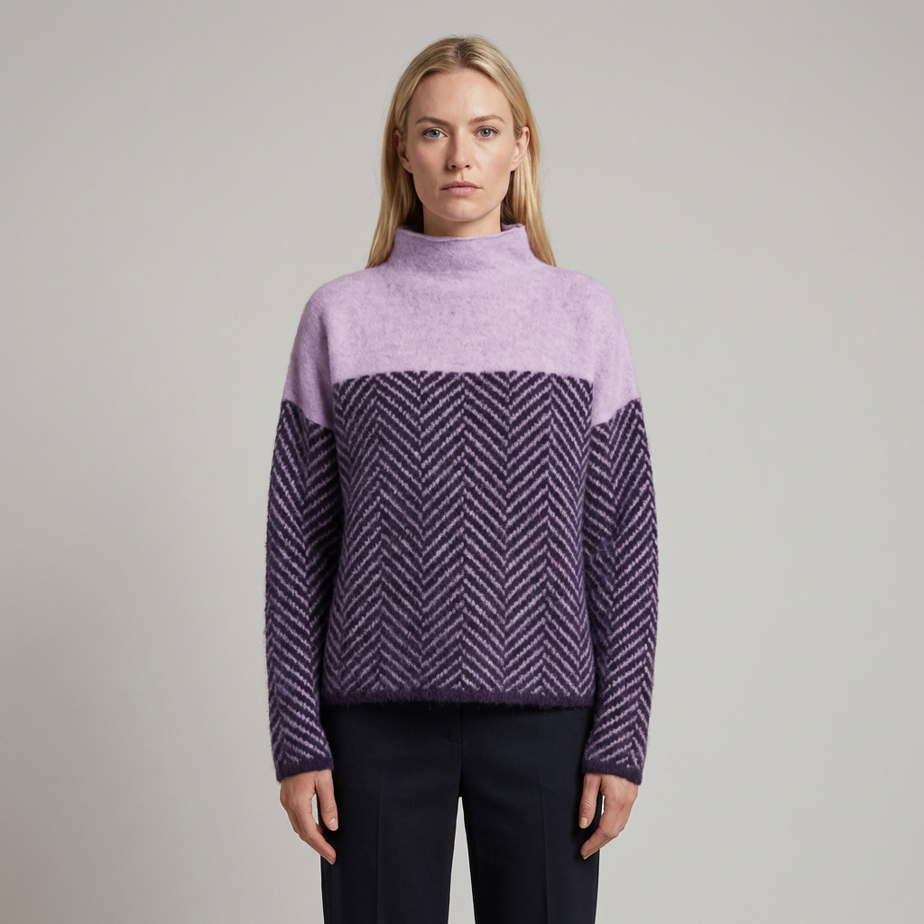 Elara | Women's Vintage High Neck Pattern Jumper