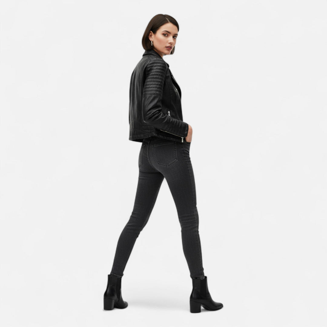 Kylara | Women’s Biker Jacket with zip detail
