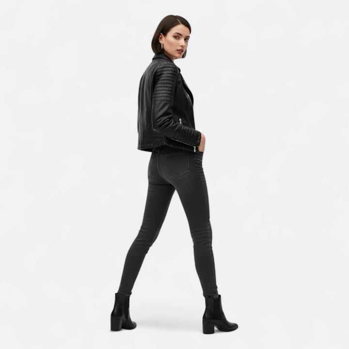 Kylara | Women’s Biker Jacket with zip detail