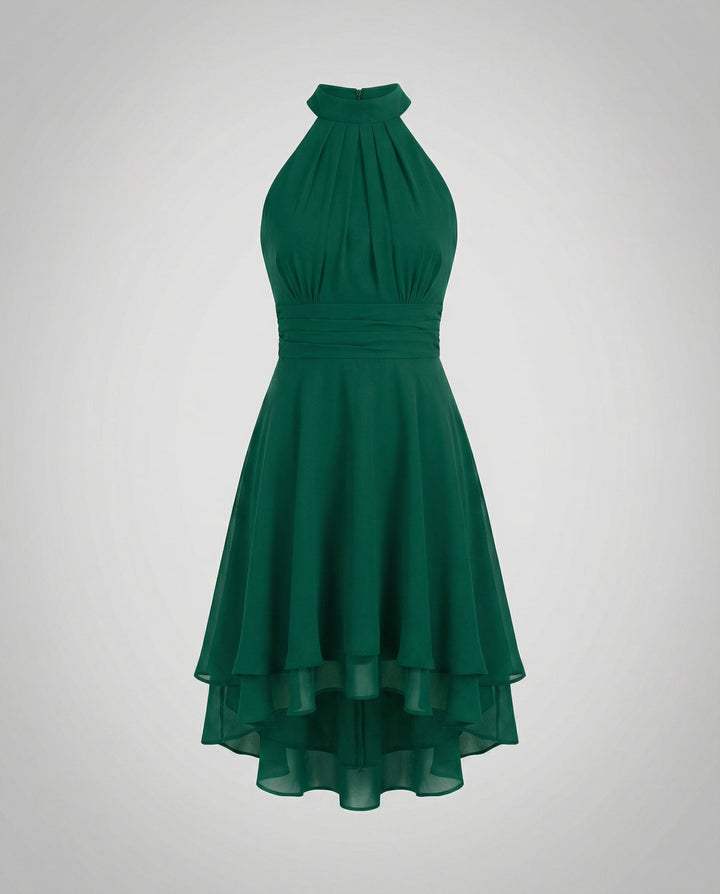 Virelle | Women’s Halter Neck Dress featuring layered hem