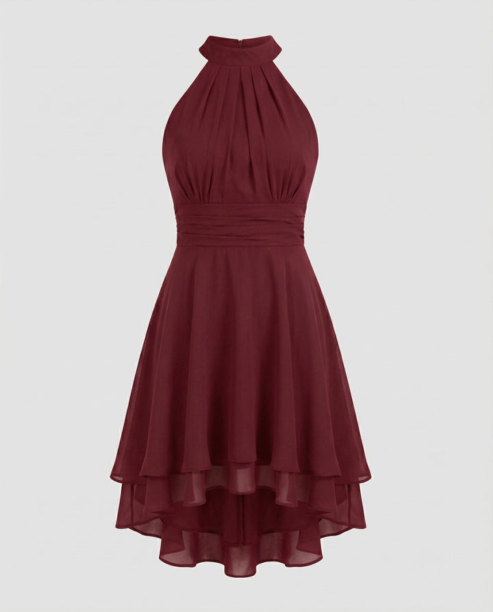 Virelle | Women’s Halter Neck Dress featuring layered hem