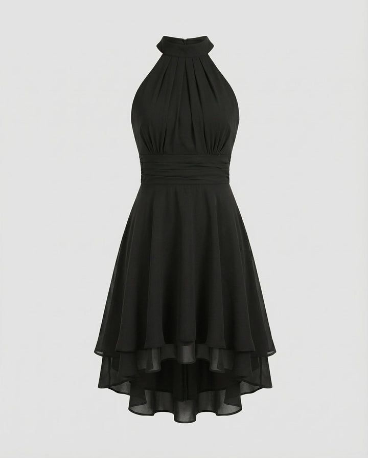 Virelle | Women’s Halter Neck Dress featuring layered hem
