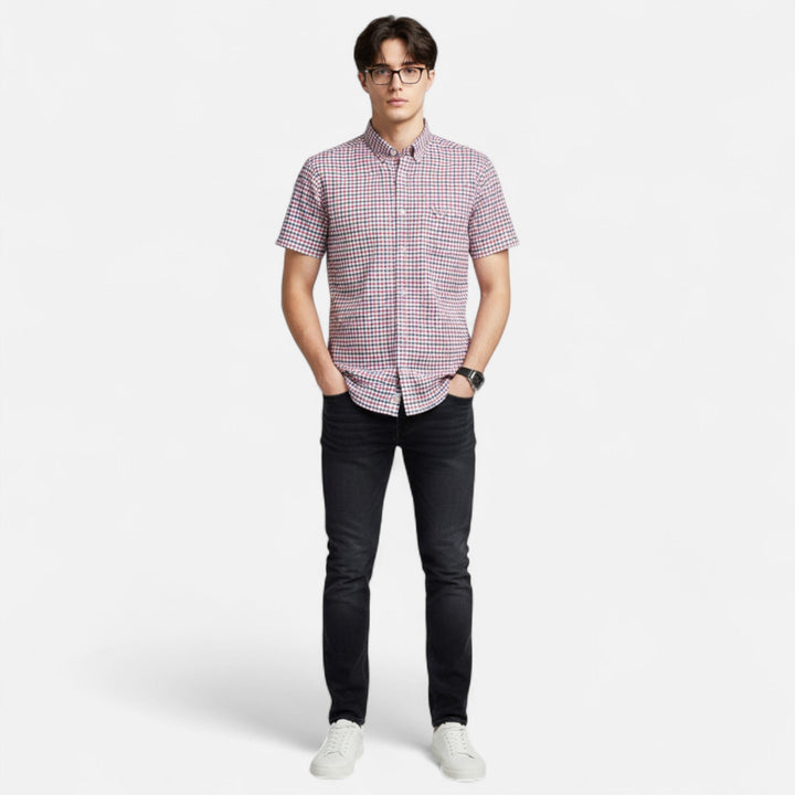 Norexil | Men’s Short Sleeve Shirt with micro check pattern