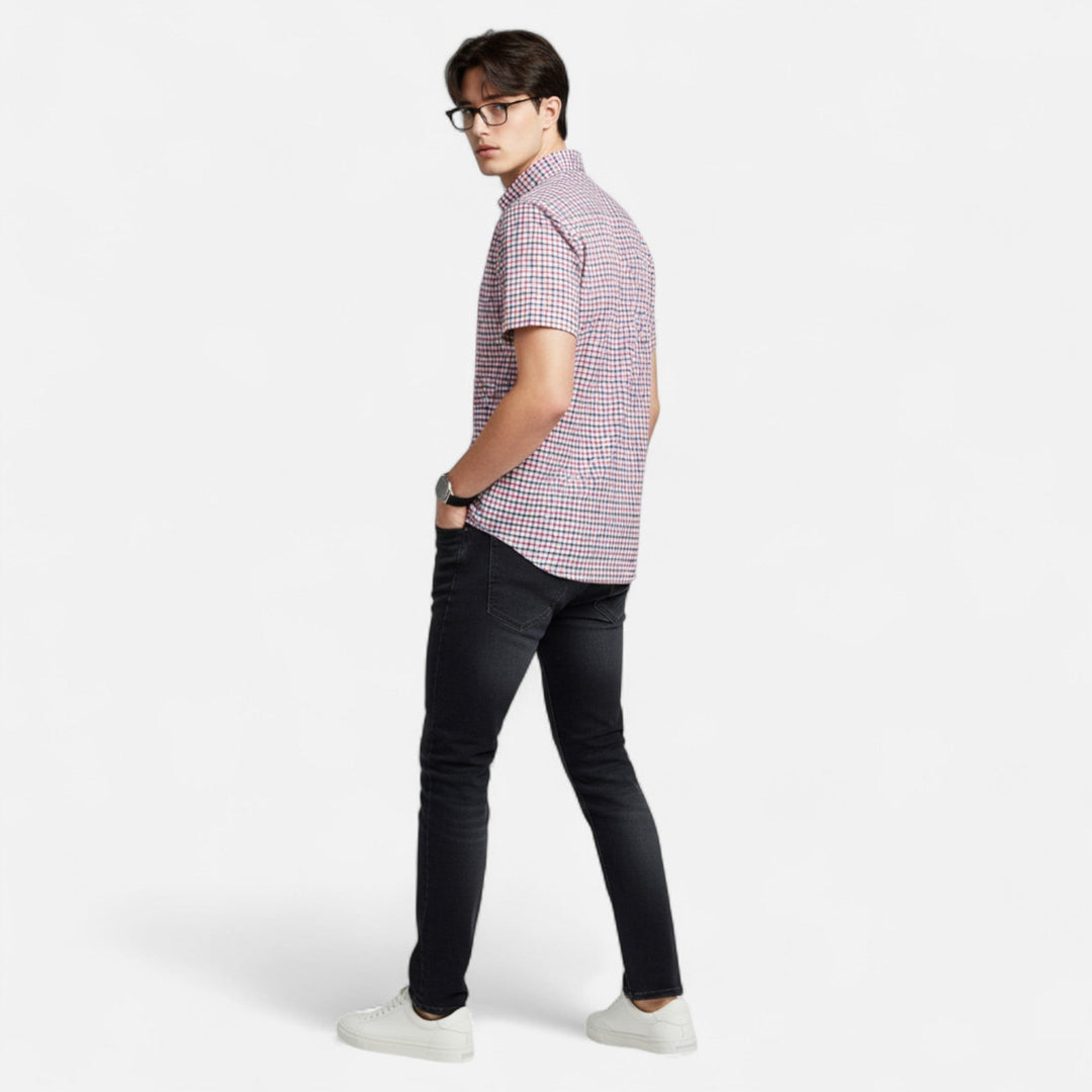 Norexil | Men’s Short Sleeve Shirt with micro check pattern