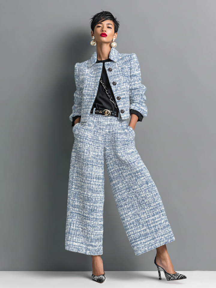 Averyn | Women’s Two-Piece Set with cropped jacket and wide-leg slacks