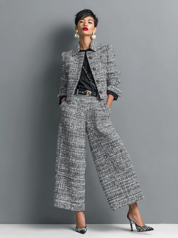 Averyn | Women’s Two-Piece Set with cropped jacket and wide-leg slacks