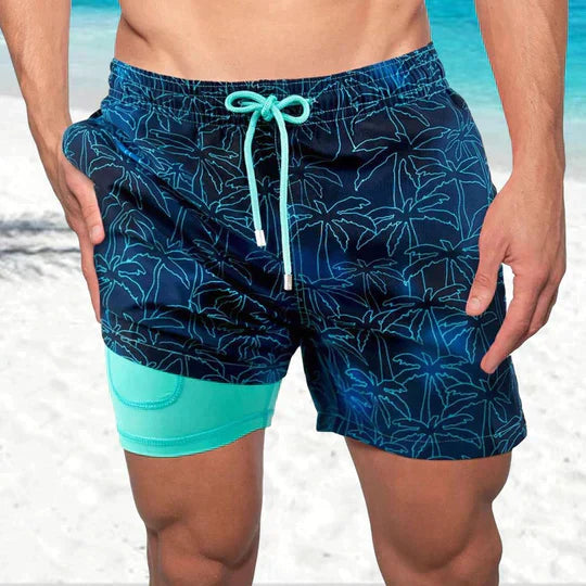 Kairos | Men’s Swim Shorts with tropical artwork