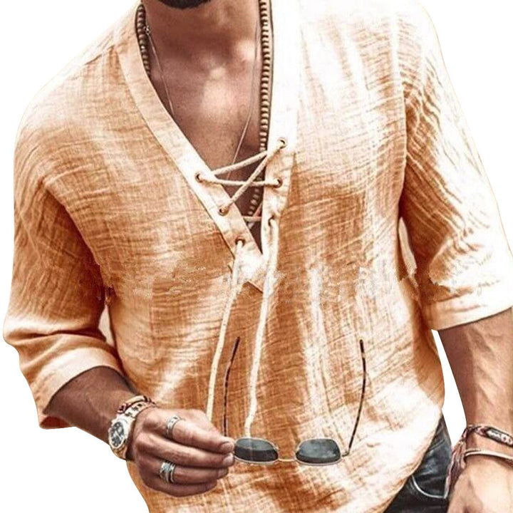 Orvian | Men’s Lace-Up Neck Top with a casual summer vibe
