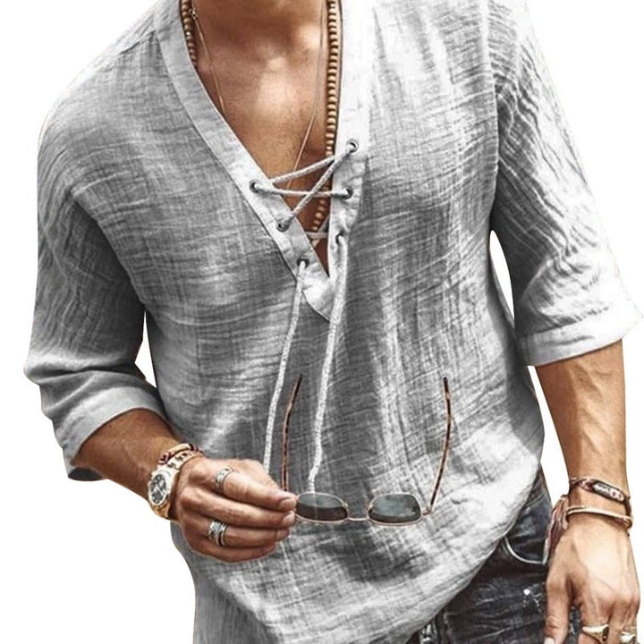 Orvian | Men’s Lace-Up Neck Top with a casual summer vibe