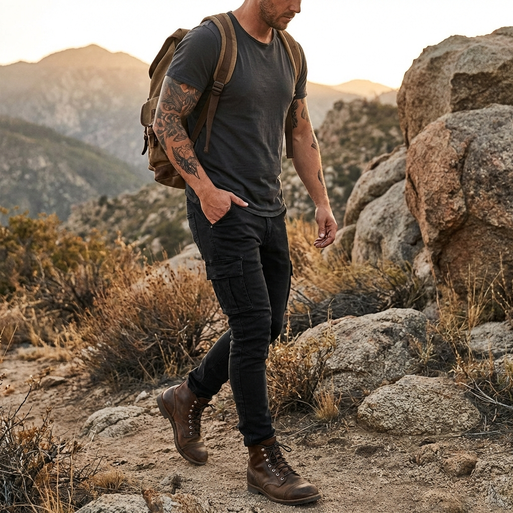 Harry | Men's Stretch Cargo Trousers With Side Pockets