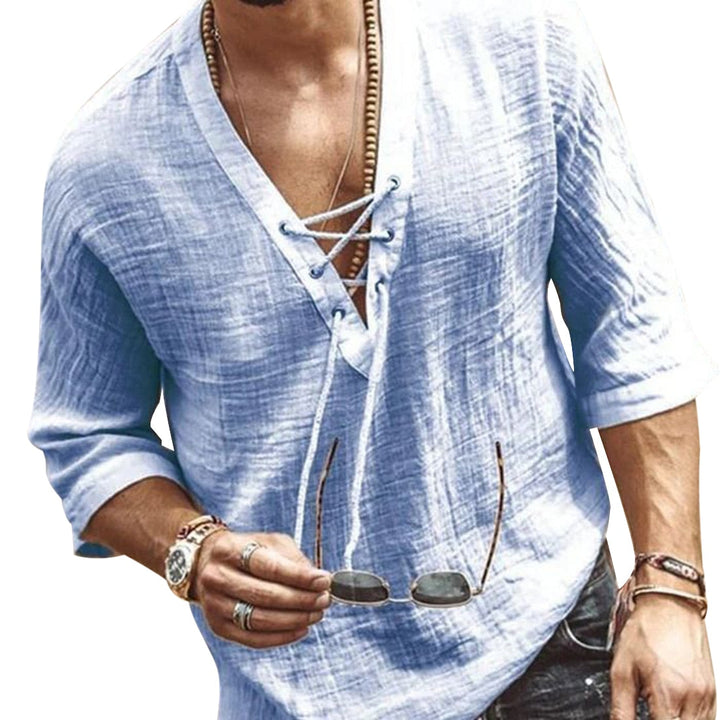 Orvian | Men’s Lace-Up Neck Top with a casual summer vibe