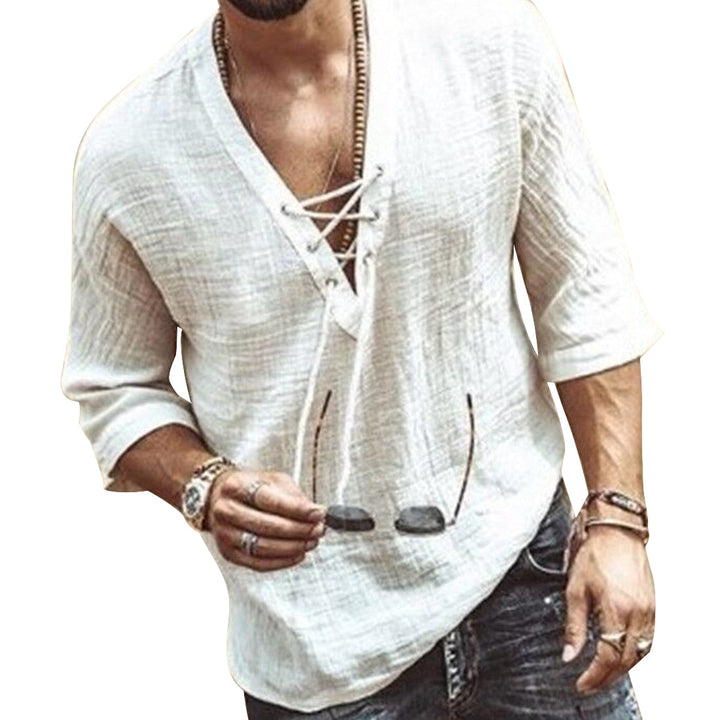 Orvian | Men’s Lace-Up Neck Top with a casual summer vibe