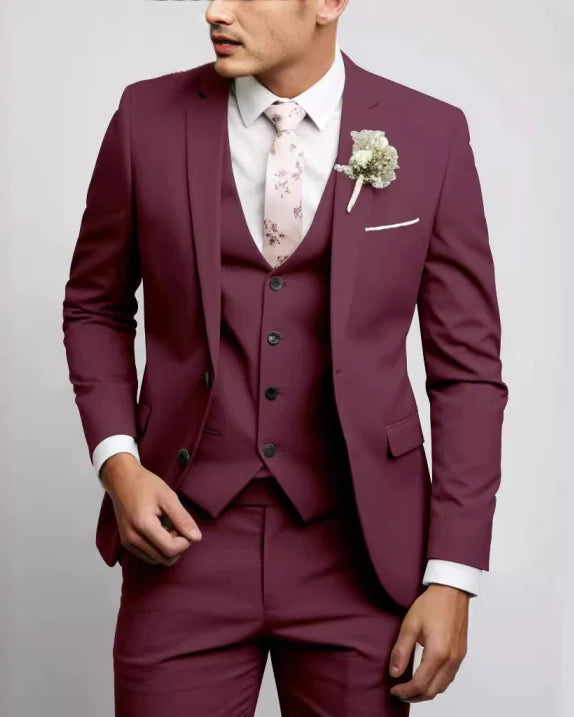 Velmoro | Men’s Three-Piece Suit with sharp formal refinement