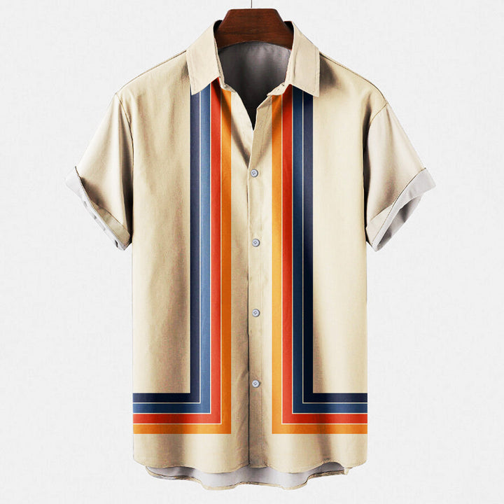 Lior | Men’s Short Sleeve Shirt with Retro Stripe Detail