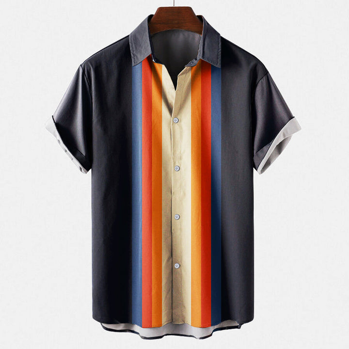 Lior | Men’s Short Sleeve Shirt with Retro Stripe Detail