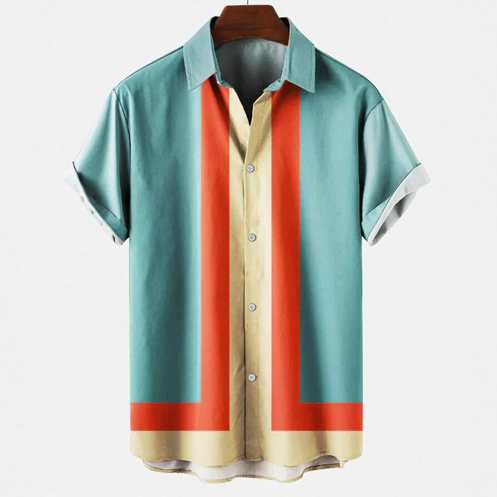 Lior | Men’s Short Sleeve Shirt with Retro Stripe Detail