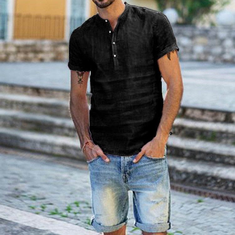 Eldric | Men’s Long Sleeve Top with lace-up neckline