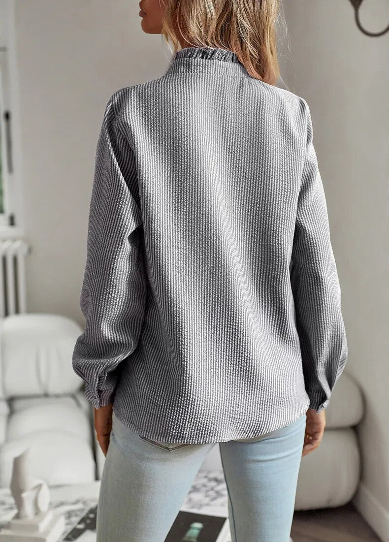 Noa | Women’s Blouse with Ruffle Front Detail