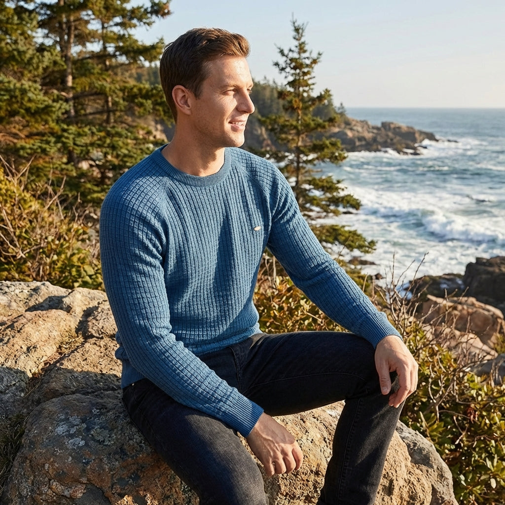 James | Men's Round Neck Jumper With Textured Knit