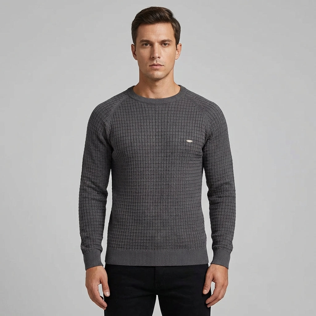 James | Men's Round Neck Jumper With Textured Knit