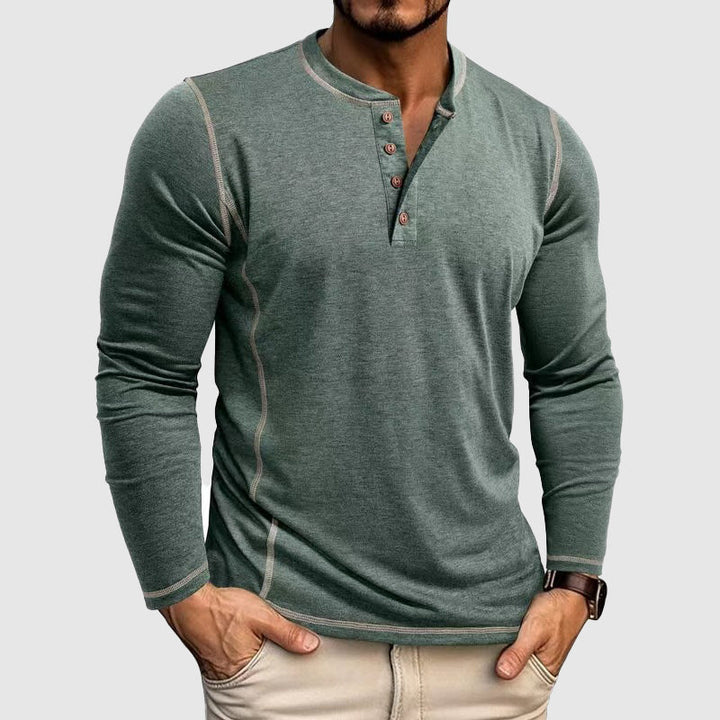 Gavin | Men’s Henley Shirt featuring Stitched Trim Accent