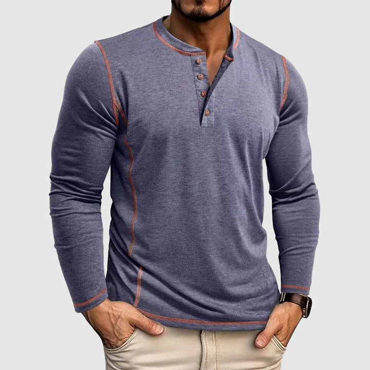 Gavin | Men’s Henley Shirt featuring Stitched Trim Accent