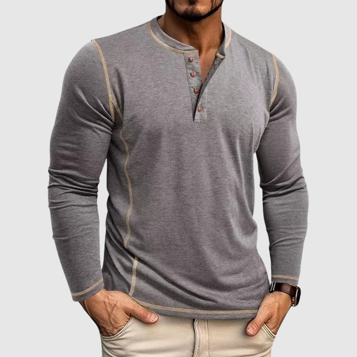 Gavin | Men’s Henley Shirt featuring Stitched Trim Accent