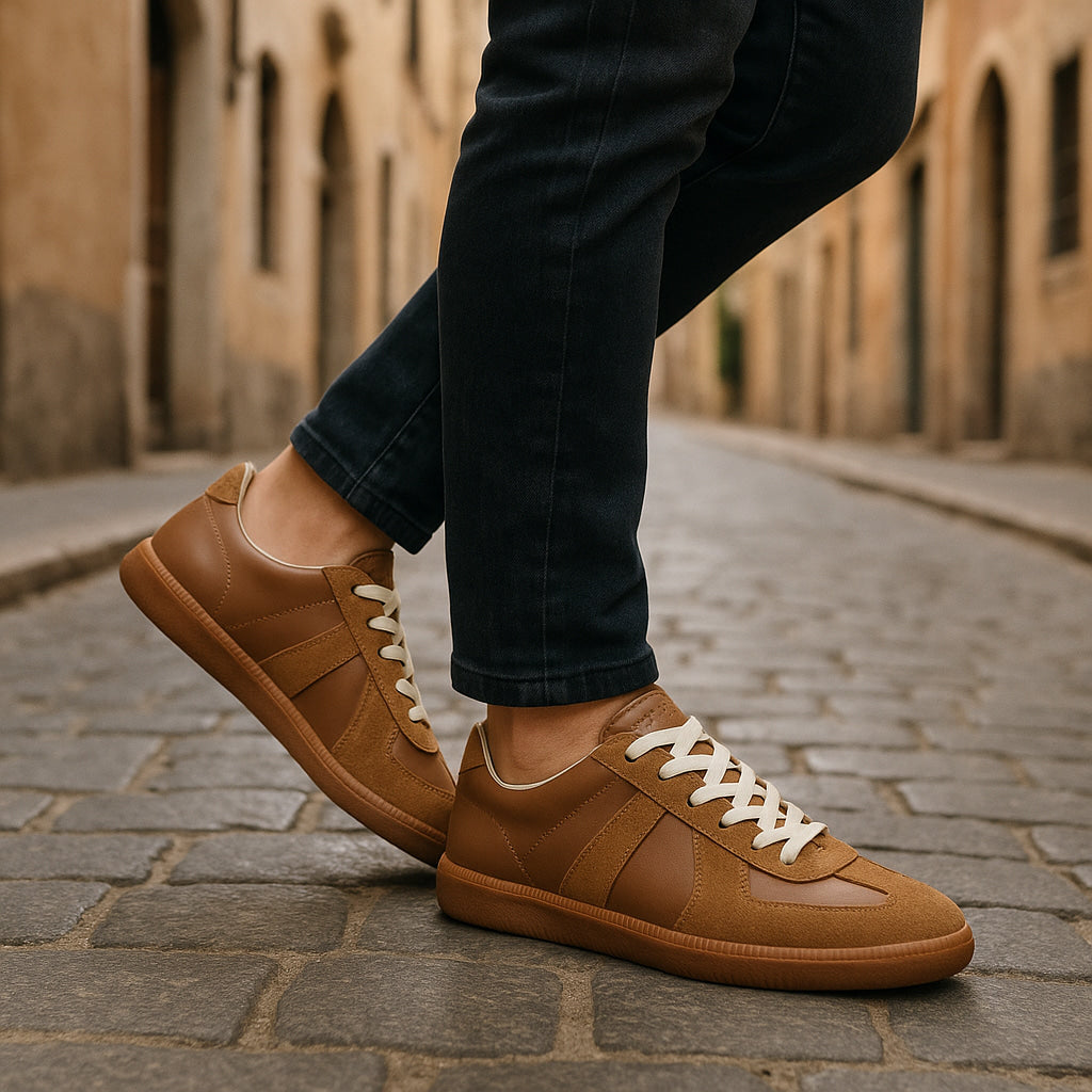 Draxen | Men’s Lace-Up Trainers with two-tone panel composition