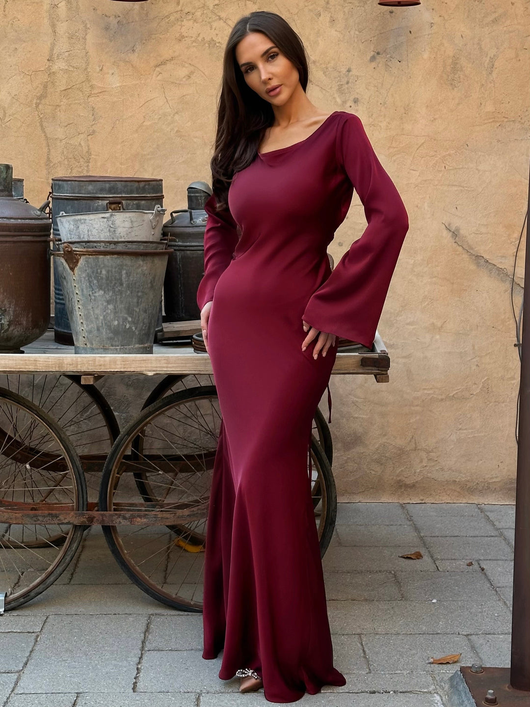 Sorielle | Women’s Long Sleeve Maxi Dress with sleek body contour